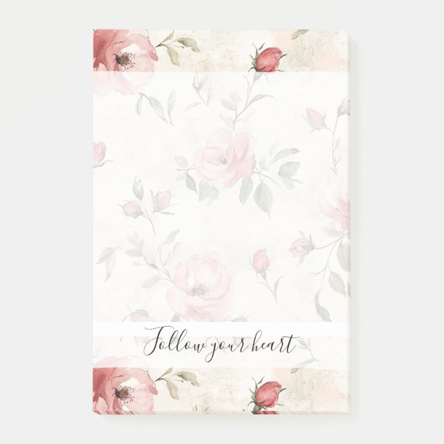Rosa rosor blommig  post-it block (Framsida)