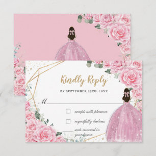 Rosa rosor Blommig Quinceanera Prinsessa Klänning  OSA Kort