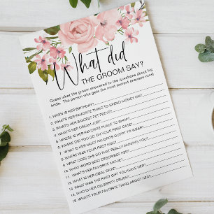 Rosa Rosor Blommigt Spel Vad Skulle Brudgummen Säg Flygblad