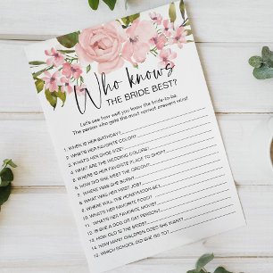 Rosa Rosor Blommigt Spel Vem Känner Bruden Bäst Flygblad