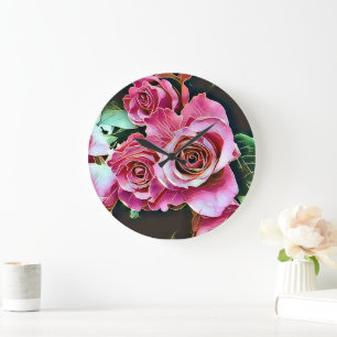 ROSA ROSOR BLOMMOR STOR KLOCKA