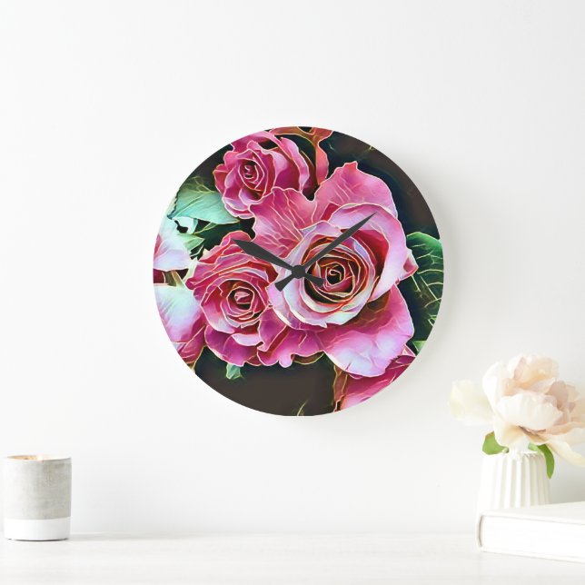 ROSA ROSOR BLOMMOR STOR KLOCKA (Hem)