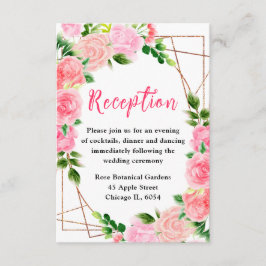 Rosa rosor blomsterbröllopsmottagning tilläggskort