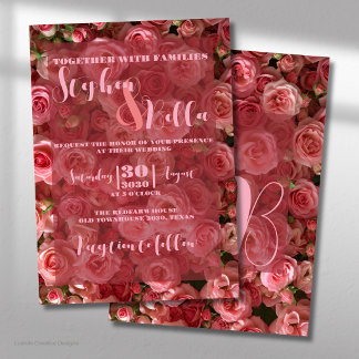 Rosa rosor bröllop sommar blom elegant inbjudningar