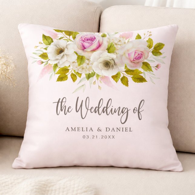 Rosa rosor bröllopsdekorationspresent kudde (Skapare uppladdad)