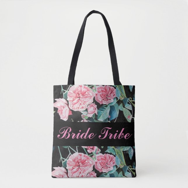 Rosa rosor brud bröllop brudtärna Totebag Tygkasse (Framsida)