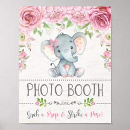 Rosa rosor elefant fotobutik dekoration poster