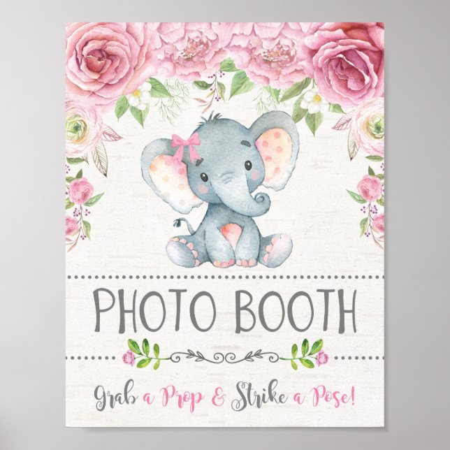 Rosa rosor elefant fotobutik rekvisita dekoration poster (Framsidan)
