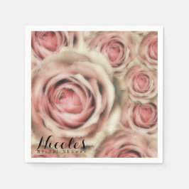 Rosa rosor Elegant bröllopsdusch Blommig fest Pappersservett
