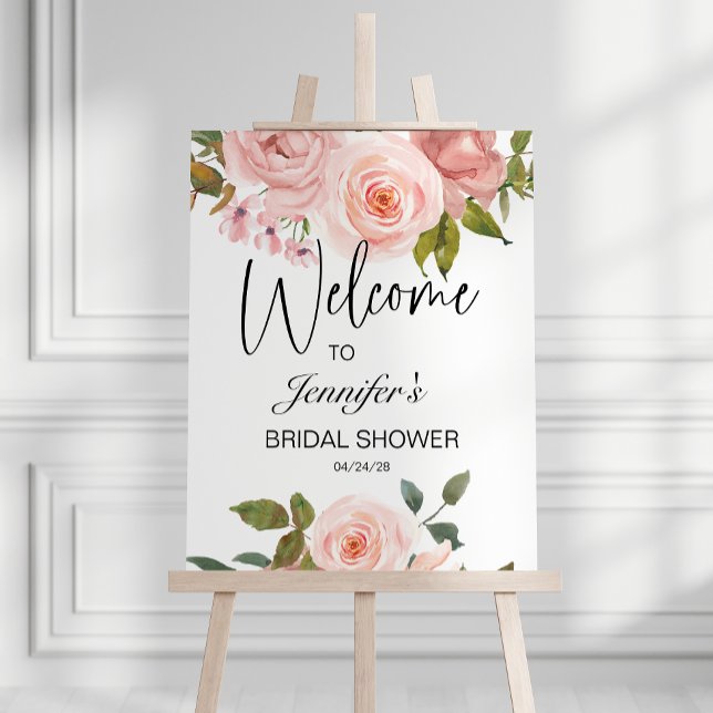 Rosa rosor elegant bröllopsdusch med blomstermotiv poster (Skapare uppladdad)