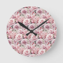 Rosa rosor Elegant maximalistisk väggklocka