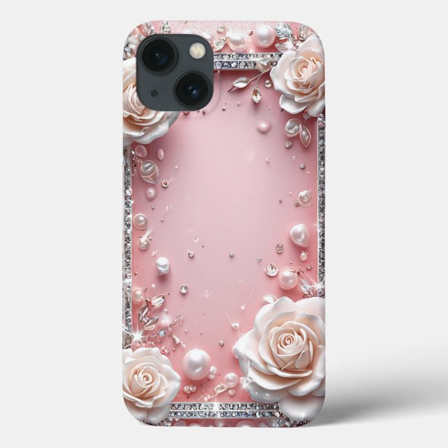 Rosa rosor Elegant ram Daglig telefonstil (Baksida)