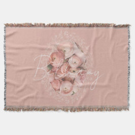 Rosa rosor Elegant Vintage Personlig Monogram Filt