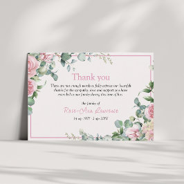 Rosa rosor eucalyptusblad blomster ram begravning tack kort