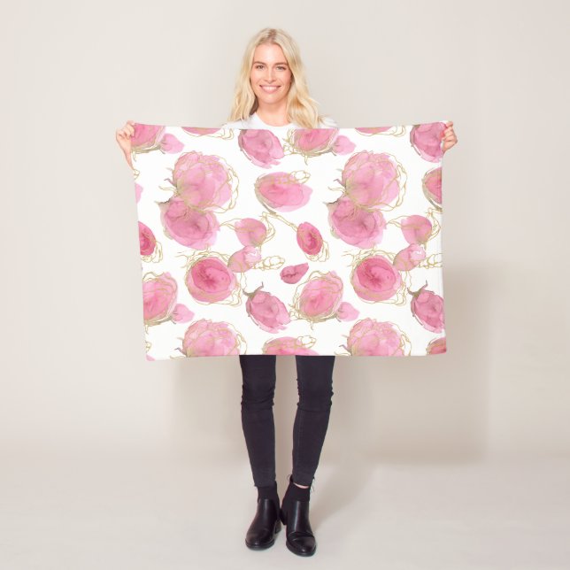 Rosa rosor fleecefilt (På plats)