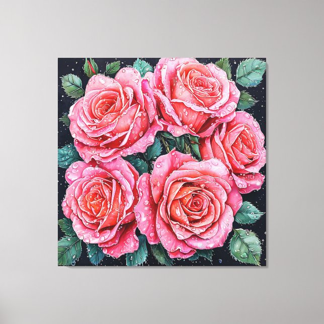 🌸 Rosa rosor för heminredning 🌸 Canvastryck (Framsida)