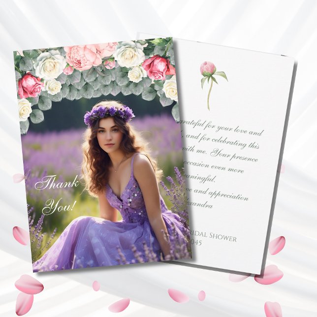 Rosa rosor Foto Bröllopsdusch Tackkort Tack Kort (Skapare uppladdad)