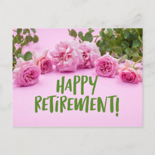 Rosa rosor Glad pension på rosa bakgrund Vykort