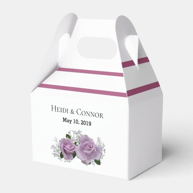 Rosa rosor Gröna blad Bröllopspresentlåda Presentaskar (Framsidan Sidan)