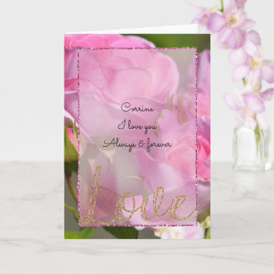 Rosa rosor guld glitter kärlek kort