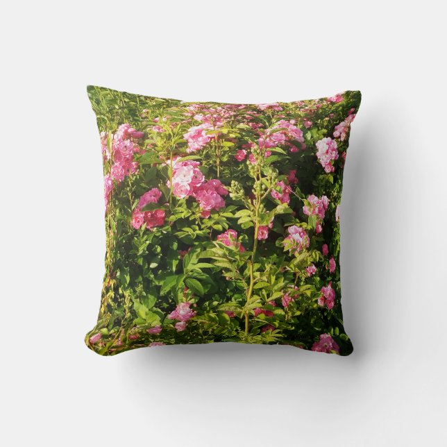 Rosa rosor i blom  kudde (Framsida)