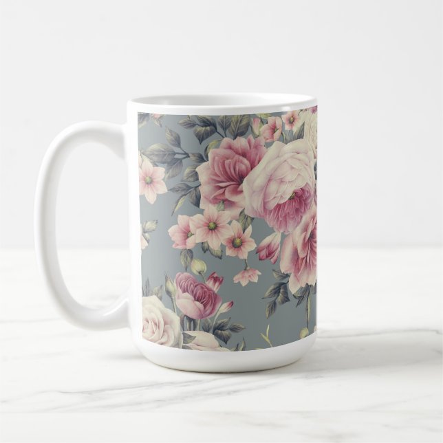 rosa rosor kaffekopp (Vänster)