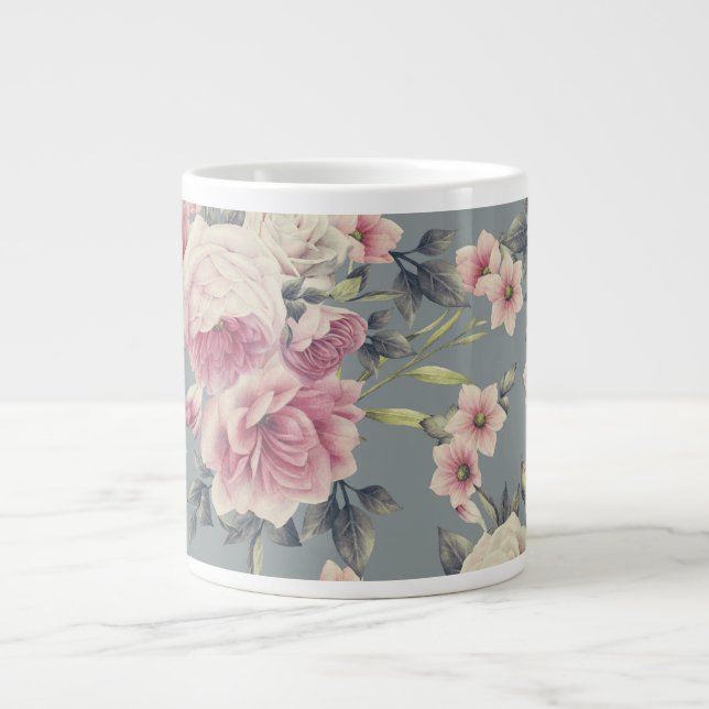 rosa rosor kaffemug jumbo mugg (Framsidan)