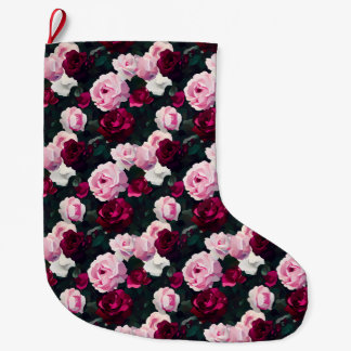 Rosa rosor målade i rosa och rött stor julstrumpa