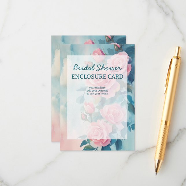Rosa Rosor Målning Bröllopsdusch ANPASSAD Tilläggskort (Fram/Back In Situ)