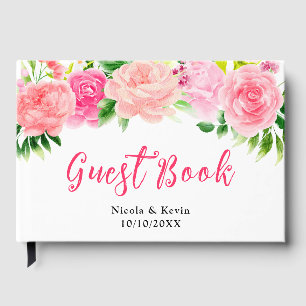 Rosa rosor med lövbröllop gästböcker