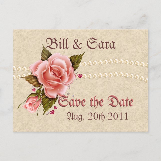 Rosa rosor meddelande vykort (Framsida)