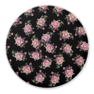 Rosa rosor mörkt blommönster shabby chic knopp