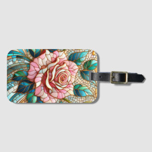 Rosa rosor mosaikglas bagagebricka