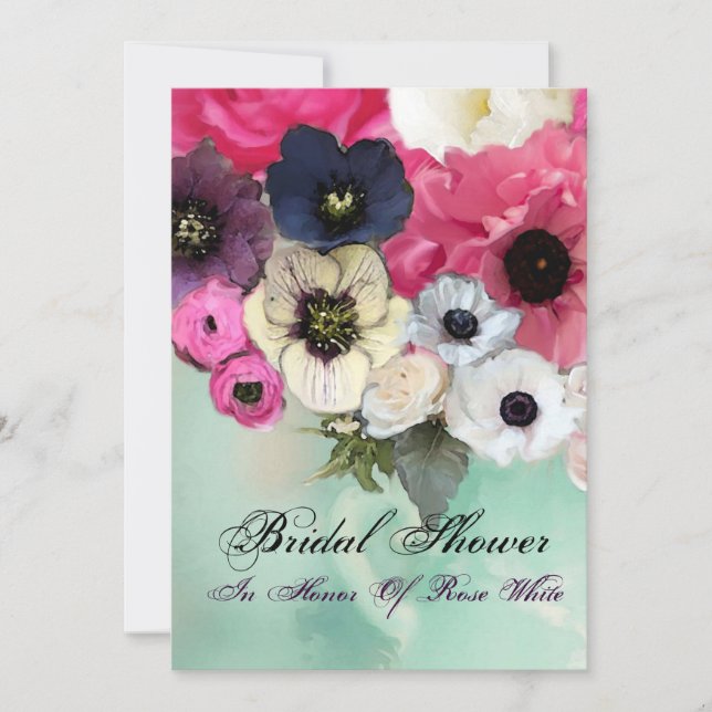 ROSA ROSOR OCH ANEMONE BLOMMOR BRUDSHOWER INBJUDNINGAR (Framsida)