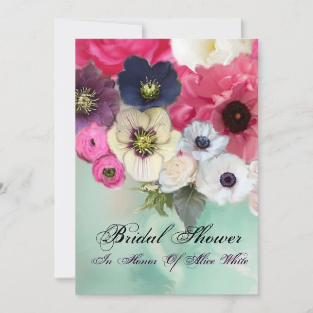 ROSA ROSOR OCH ANEMONE BLOMMOR BRUDSHOWER INBJUDNINGAR (Framsida)