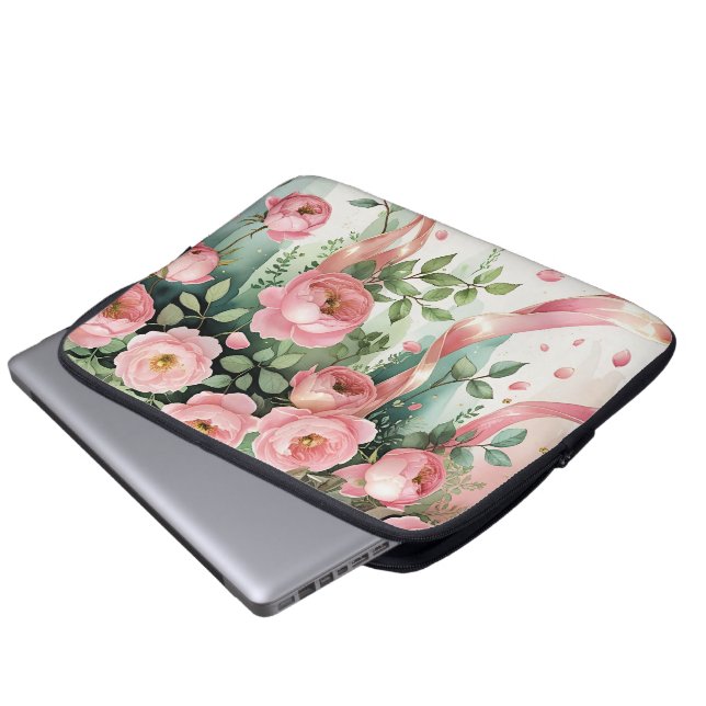 Rosa rosor och band laptop fodral (Framre botten)