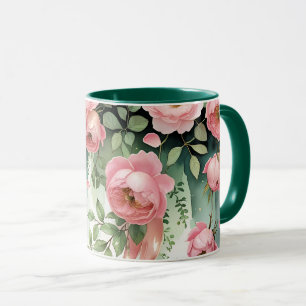 Rosa rosor och band mugg