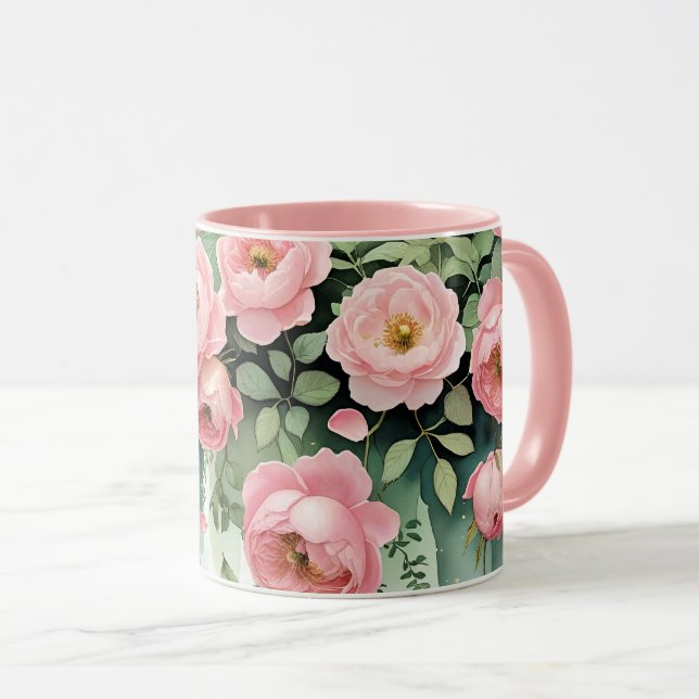 Rosa rosor och band mugg (Framsida höger)