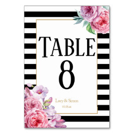 Rosa rosor och ränder Bordskort för bröllop