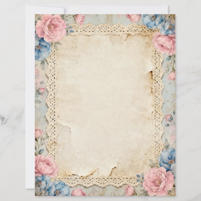 Rosa rosor och spets brevpapper (Framsida)