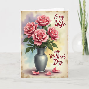 Rosa rosor på mors dag-kort kort