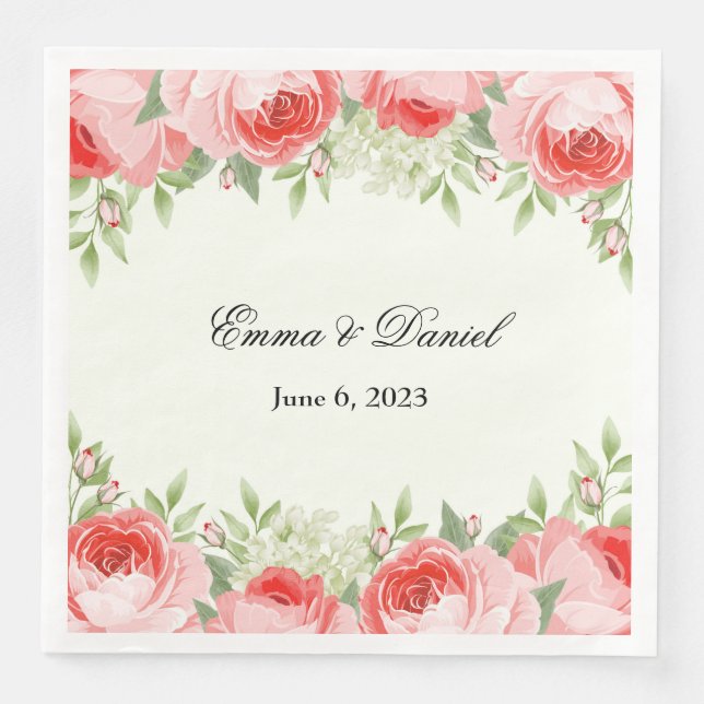 Rosa rosor pappersservetter (Framsida)