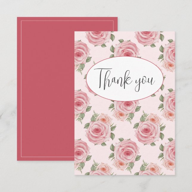 Rosa rosor platt tackkort tack kort (Fram/baksida)