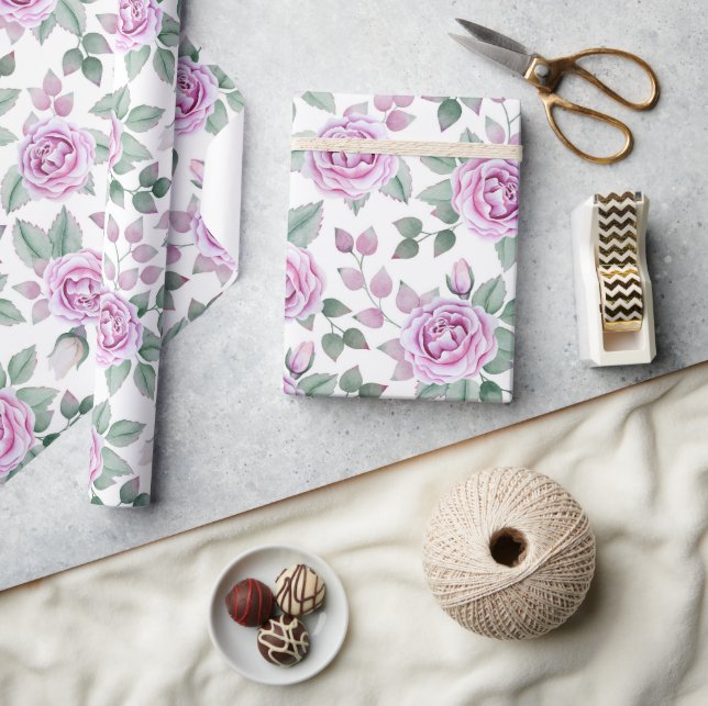 Rosa rosor presentpapper (Hantverk)