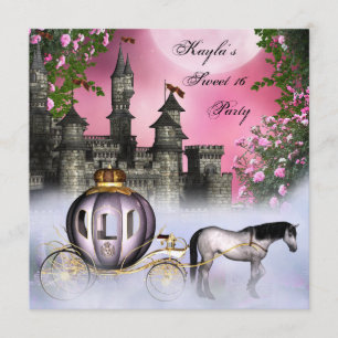 Rosa rosor prinsessa Sweet 16-fest Inbjudningar