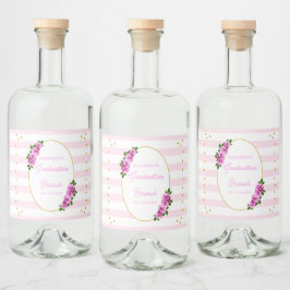 Rosa rosor randiga examensbrunch spritflaskor etikett