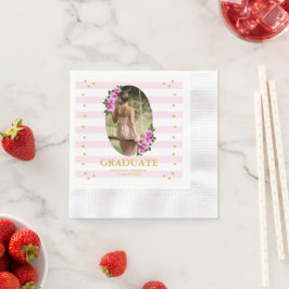 Rosa rosor randiga examensfrukost pappersservett