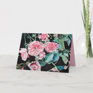 Rosa rosor Ros floral blommor akvarell Kort