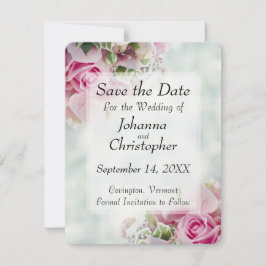 Rosa rosor Save the Date bröllopskort Spara Datumet
