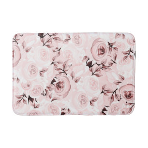 Rosa rosor shabby chic glamour blomsterdekor badrumsmatta
